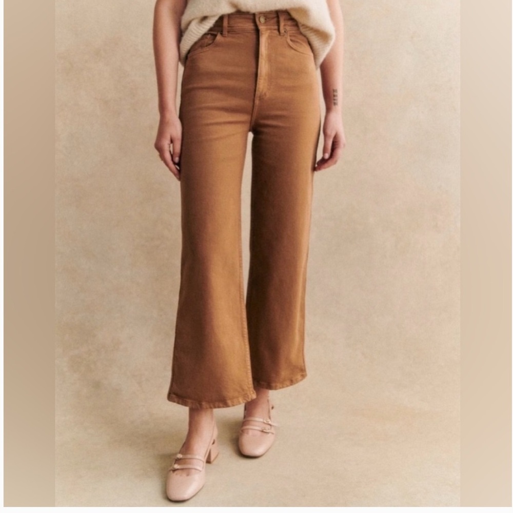 Sezane Le Crop denim coffee